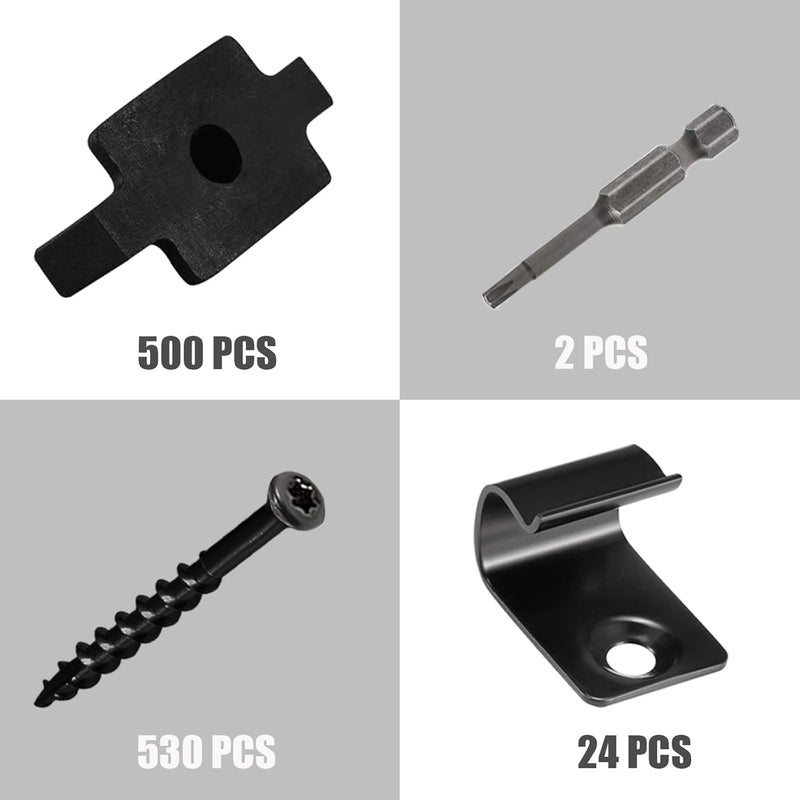 HEYLEAYAR 500Pcs Hidden Fastener Clips,Composite Decking Clips & Hidden Deck Fasteners with Universal 304 Stainless Steel Start Clips Kit for Composite Decking Board for 300 SQ.FT. - Image 2